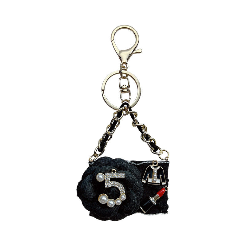 Wholesale Fabric Camellia Handbag Model Keychain